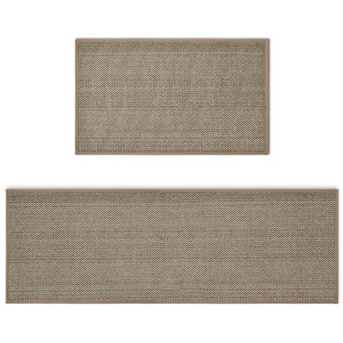  Washable Non-Skid Kitchen Rugs and Mats Set of 2, Rubber Backing Kitchen Mats 