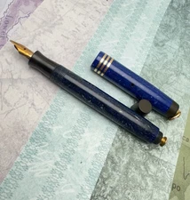 Parker Duofold streamline ringtop lapis blue vintage fountain pen, restored