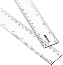 2 Pcs Clear Plastic Ruler Straight Ruler for School, 12 Inch
