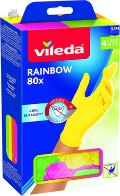 80 Vileda Rainbow Disposable Disposable Nitrile Gloves Latex Powder Free SM