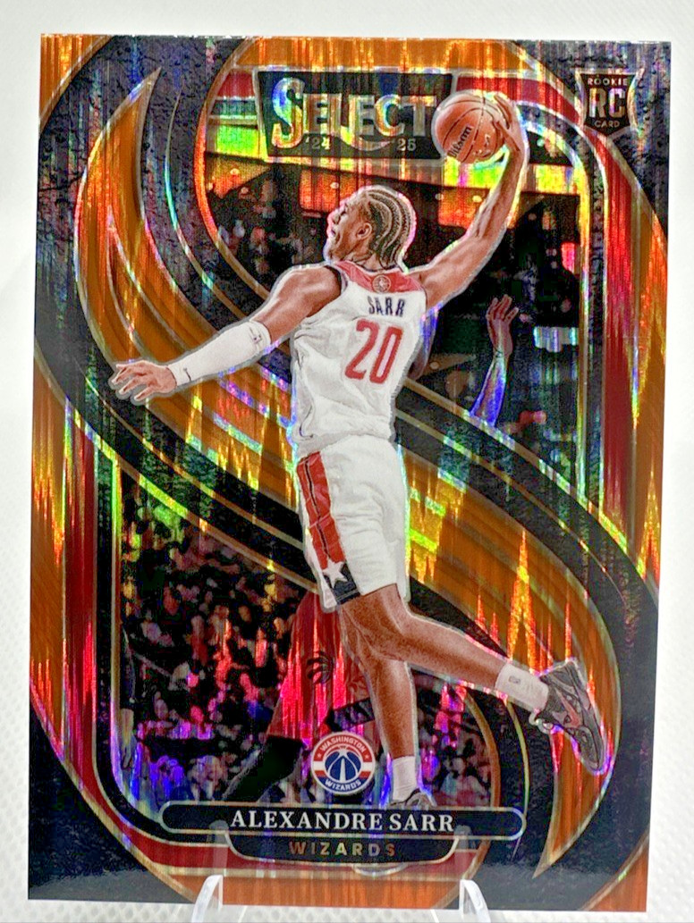 Alexandre Sarr 2024-25 Panini Select RC Premier Level Orange Flash Prizm Wizards