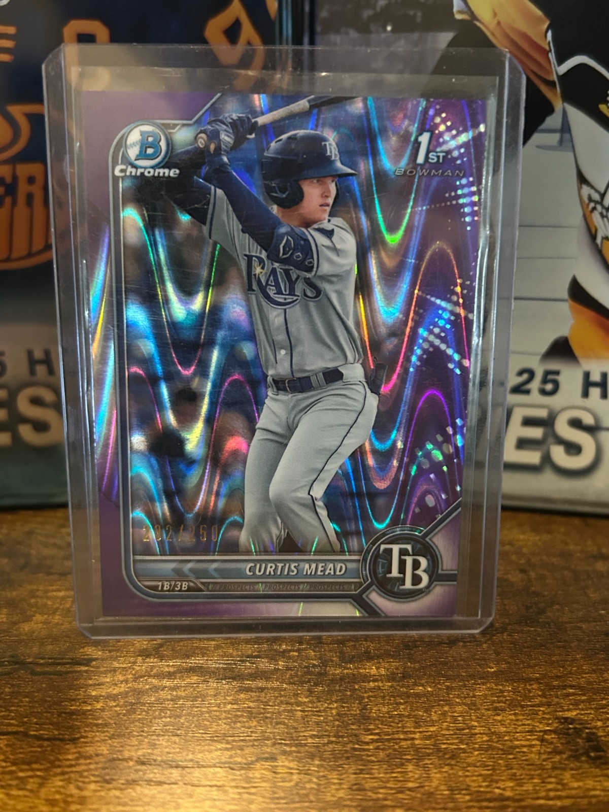 2022 BOWMAN CHROME PROSPECTS CURTIS MEAD PURPLE RAYWAVE /250 #BCP-10