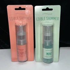 LOT OF 2 PACKS-- SWEETSHOP EDIBLE SHIMMER--ROSE GOLD & MINT 0.35oz each