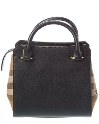 Burberry Banwell Small Check Canvas & Leather Satchel Women's