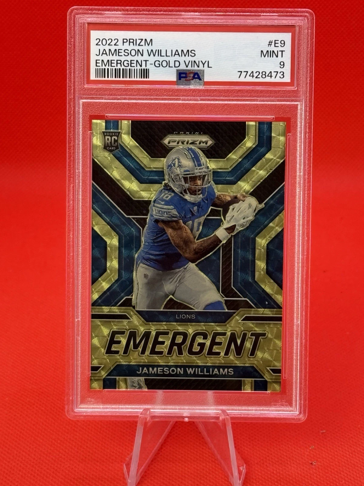Jameson Williams Panini Prizm Emergent #E9 Gold Vinyl