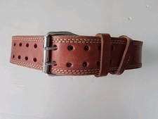 Leather Weight Lifting Support Belt Size 40" Long 2 1/2 Wide To 4" Wide In Back