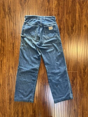 Vintage 50s Rustler Carpenter Denim Work Pants Jeans Faded Farm Distressed Rare - Image 1 of 4
