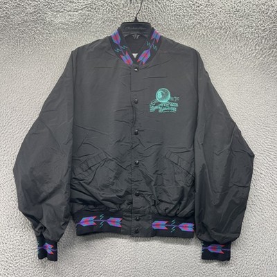 Vintage Knotty Pine Saloon Jacket Mens Large Glenrock Pool League 90s Nylon