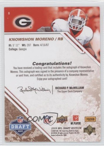 2009 Upper Deck Draft Edition Copper Auto /50 Knowshon Moreno #8 Rookie Auto RC - 第 2/3 張圖片