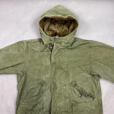 US Military Parka Men Medium Green M 1943 Talon Zipper Coat 40s OG Arctic Alaska