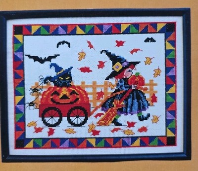 Bobby G Designs Pumpkin Parade Halloween Witch Cat MS347 Cross Stitch Kit READ