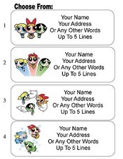 30 Powerpuff Girls Personalized Address Labels
