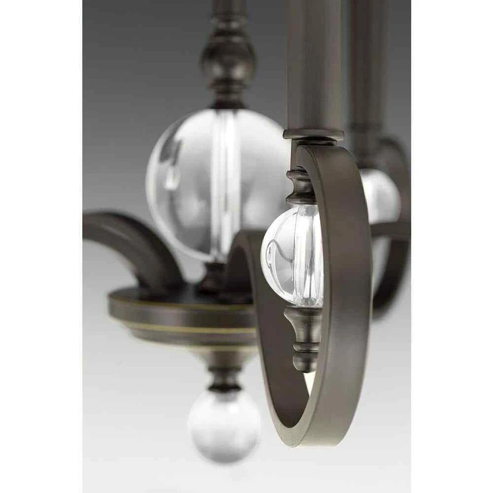 Lámpara de araña antigua de bronce de 5 luces Progress Lighting Esteem Collection Foto 3 de 4