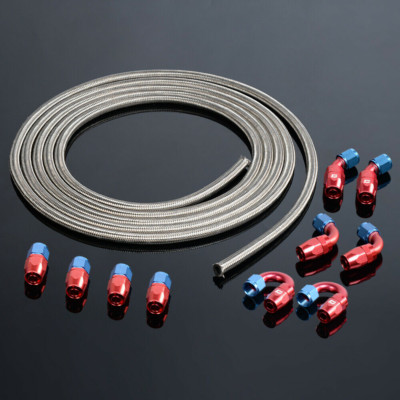 New 16Ft AN10 -10AN Fitting Stainless Steel Braided Oil Fuel Hose Line Kit