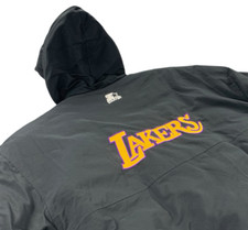 Vintage Los Angeles Lakers Starter Puffer Jacket NBA Size Large Black Custom