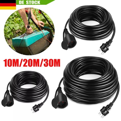 Verlängerungskabel 10m 20m 30m Stromkabel Garten Stecker Kabel H05VV-F3G Außen