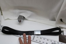 Men's Basic Black Leather belt Shiney silver Square Buckle 33-36 40" Overalla