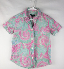 LRL Ralph Lauren Pajama Top Womens Small Floral All Over Print Cotton