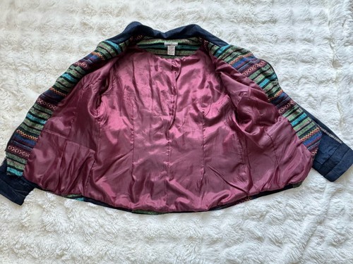 Chaqueta Jean Mirror Image Y2K L Cremallera Denim Azteca Boho Mujer Vintage Festival - Imagen 10 de 12