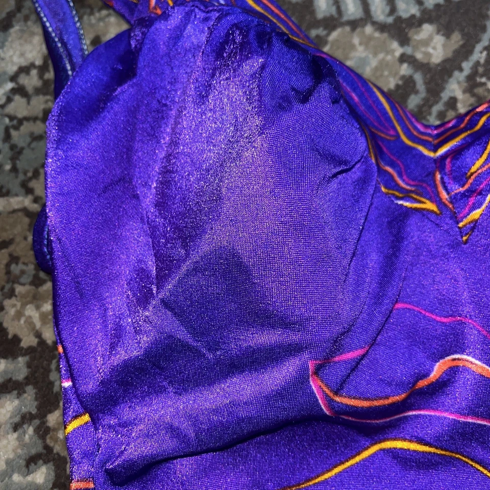 Traje de baño Maxine of Hollywood vintage talla 14 púrpura metálico floral hecho en EE. UU. Foto 3 de 4