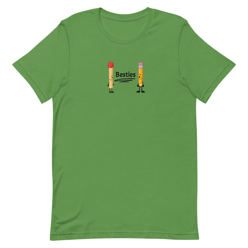 BFDI Battle For Dream Island Match Pencil Besties T-Shirt Green Blue Gray White