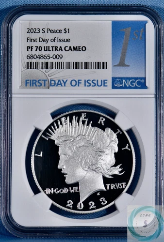 2023-S $1 Proof Peace Silver Dollar NGC PF 70 UC First Day of Issue Label