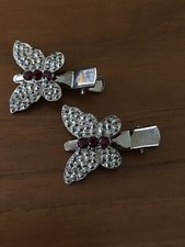 Beautiful vintage Pair Of black Rhinestone Butterfly hairpins Brand New.