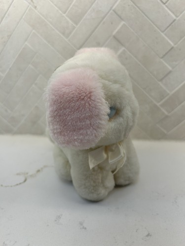 Vintage Eden My First 1st Puppy Dog White Plush Pink Satin Ears Eyes Bow Lovey - Picture 7 of 10
