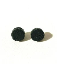 Natural black lava stone stud earrings round lava stone shape stainless steel