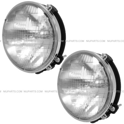2 Pcs Headlight w/ Plastic Housing & Steel Cover Fit Mack CV713 Truck Headligh