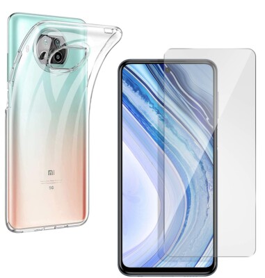 FOR XIAOMI REDMI NOTE 9 PRO 5G COVER TPU CASE + TEMPERED GLASS FILM