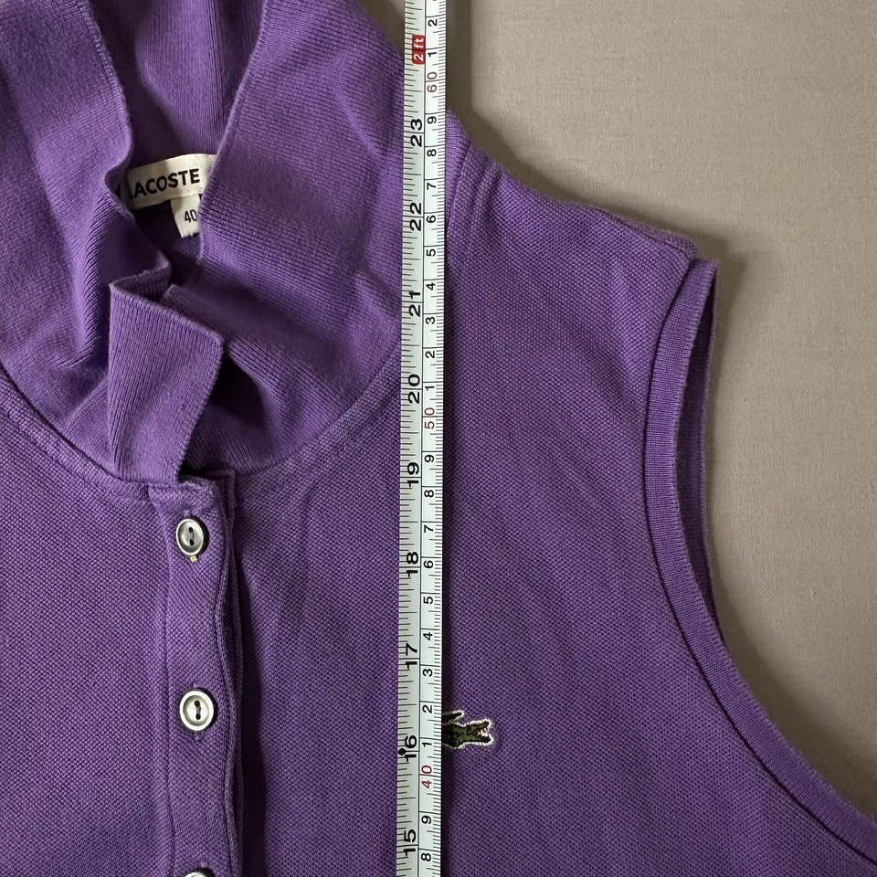 Lacoste Women's Sleeveless Polo Shirt UK 12 EU 40 – Purple Cotton Top Logo - Image 3 of 4
