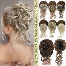 Claw Jaw Clip on in Messy Bun Hair Piece Extension Scrunchie Updo Hair Curly US
