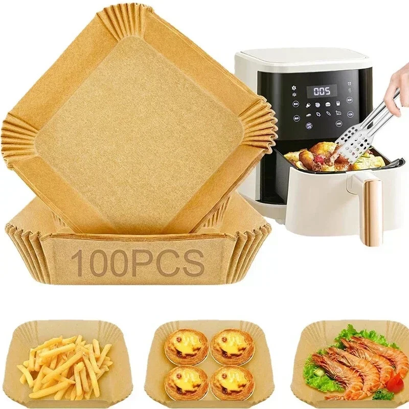 Air Fryer Bakeware Disposable Paper Tray Non-Stick Mat Silicone Square Or Round