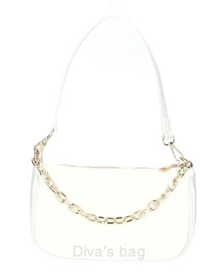 Diva's Bag Handtasche Leder weiß mit abnehmbarem Schultergurt Made in Italy
