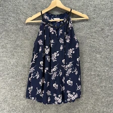 Sienna Sky Blouse Women M Medium Blue Floral Sleeveless Spaghetti Strap Casual