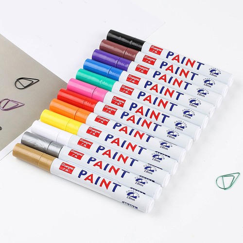 Stylo Peinture Pneus Voiture - Étanche Résistant - Couleurs Vives Rouge - Pour Marquage Caoutchouc Métal Bois - 2