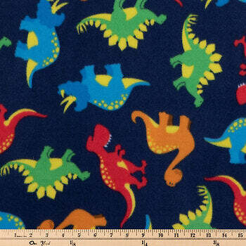 Multi-Color Dinosaurs Fleece Fabric - 第 2/3 張圖片