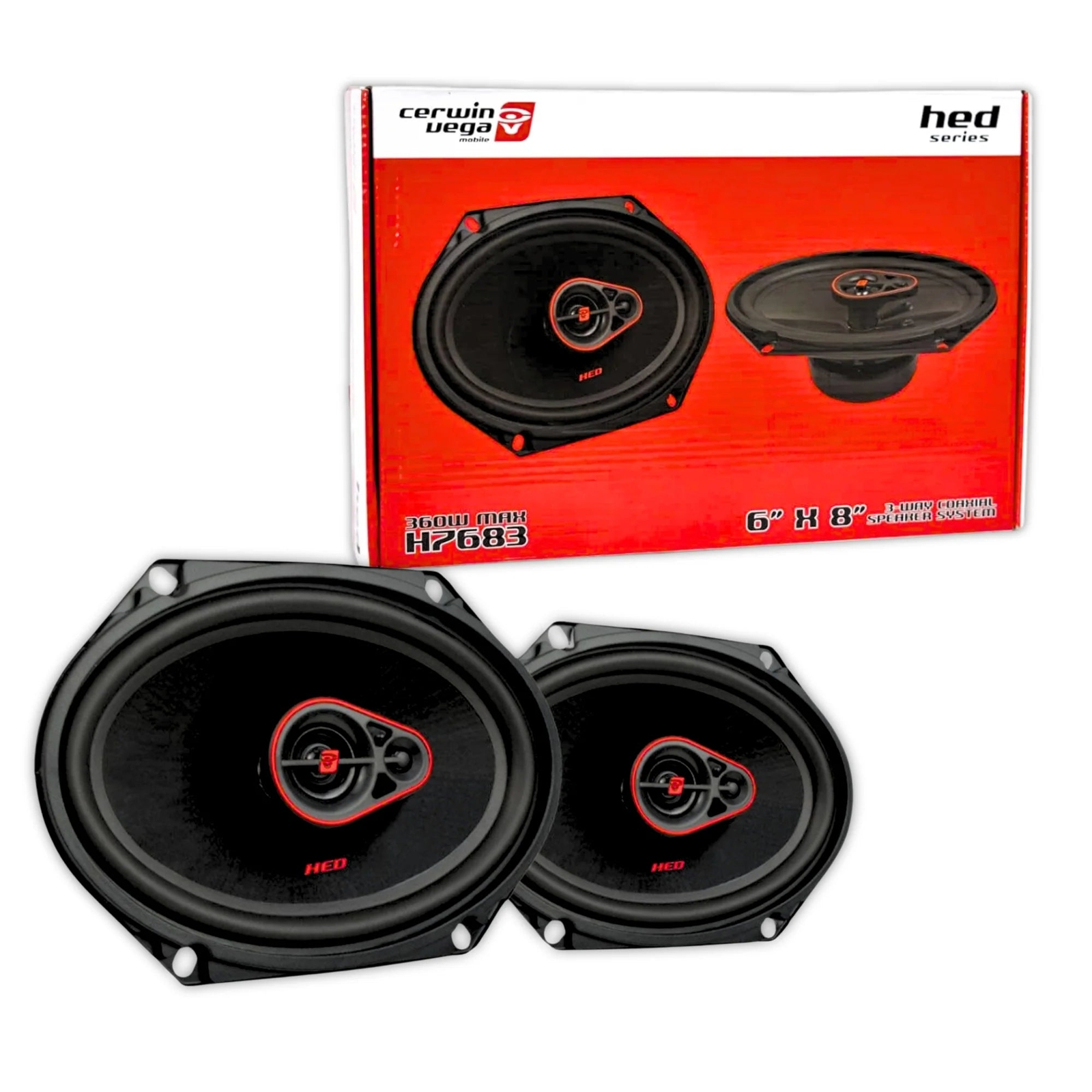 2 Pair Cerwin-Vega H7683 720W 3 Way 6"x8" (5x7") Car Stereo Coaxial Speakers