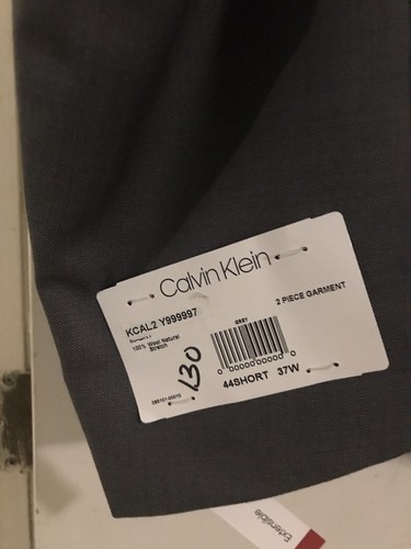 Calvin Klein Gray KCAL Wool 2 Piece Garment Size 44 Short 37 Medium New - Picture 10 of 10