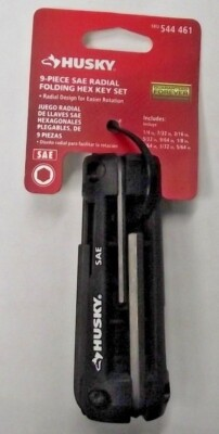 #ad Husky 544 461 9 Piece Radial SAE Folding Hex Key Set $5.00