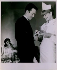 GA31 Original Photo GORGEOUS NURSE Dispensing Pills Medicine Young Handsome Man