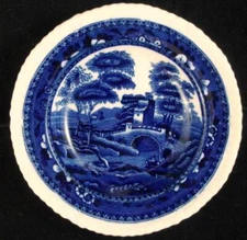 Spode Tower Blue Rim Fruit Bowl Older Backstamp Vintage Gadroon Shape