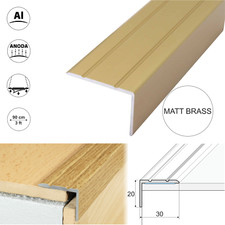 ALUMINIUM STAIR NOSING EDGE TRIM STEP  EDGING NOSINGS FOR CARPET WOOD 30x20mm