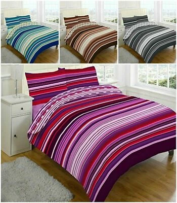 NIGHTZONE STRIPES Printed DUVET COVER with Pillowcases Polycotton Quilt Cover Bedroom Set