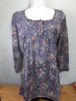 Katie's Kloset Women's 3/4 Sleeve Navy Multi Burnout Floral Baby Doll Henley Top Katie's Kloset Women's 3/4 Sleeve Navy Multi Burnout Floral Baby Doll Henley Top