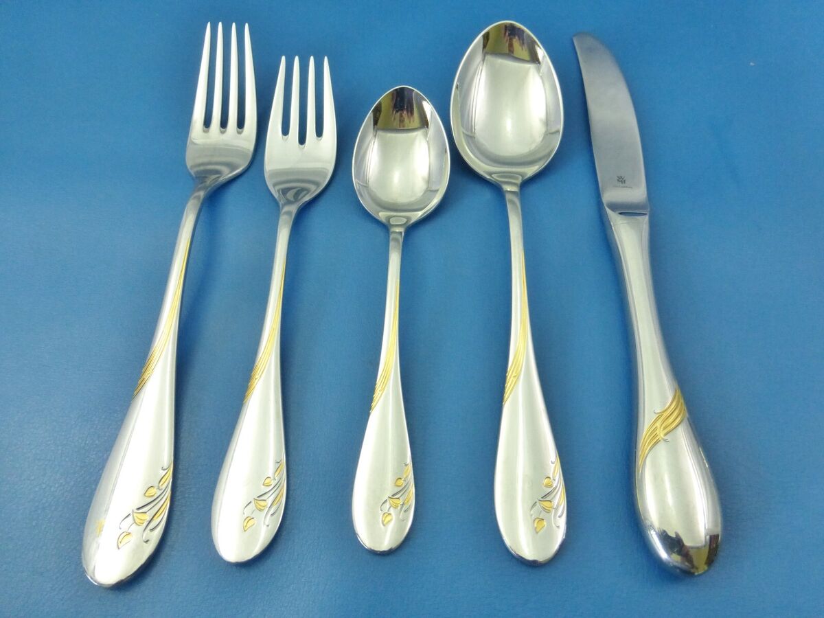 Vintage WMF Germany CAPRI Gold Gilt Cromargan® Stainless Steel 24pc  Flatware Set