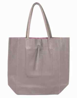 Lisa Italian Purple Soft Leather Shopper Tote Bag Internal Zipper Pouch Gift