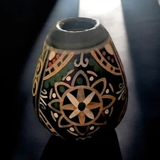 Hand Painted Mexican Bud Vase Clay Vintage Miniature Pottery Floral 3”