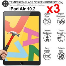 3Pcs Full Tempered Glass Guard for Apple iPad 10.2 Inch 7th Gen Screen Protector